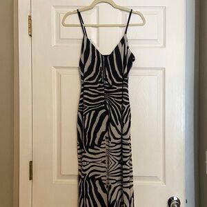 AFRM Amina Zebra Print Mesh Midi Dress- NWT